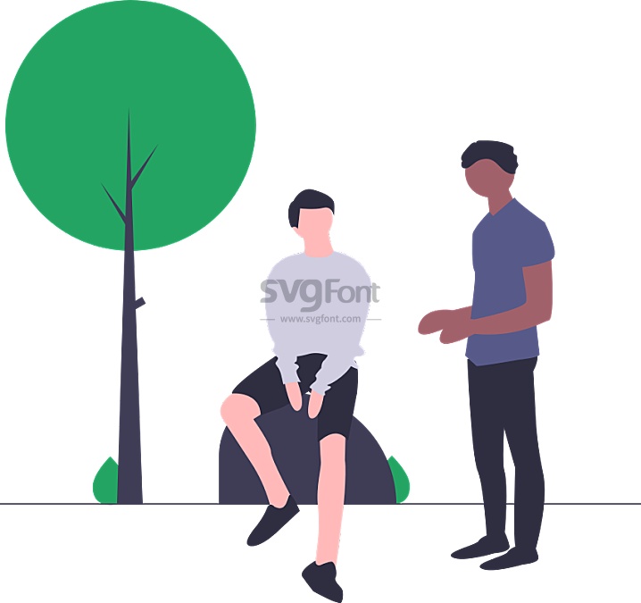 兩個(gè)男孩在郊外公園里聊天