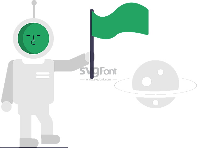 拿著旗子插到星球上的宇航員