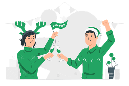 一對(duì)情侶在一起干杯慶祝圣誕節(jié)