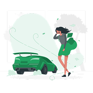 一輛超級(jí)跑車飛疾駛來，把妙齡女子的裙子都吹了起來