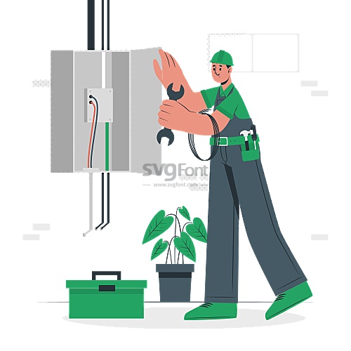 男電工拿著工具準備檢查電箱里的線路