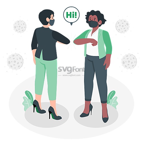 疫情期間，兩名男女用肘部互擊的方式來(lái)打招呼