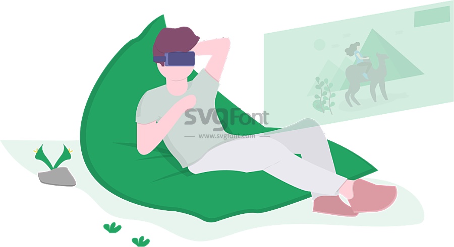 男孩在户外戴上VR眼境体验虚拟现实世界