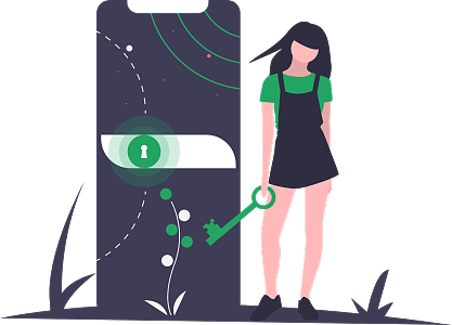 女孩给手机设置锁屏/女孩解锁手机屏保密码