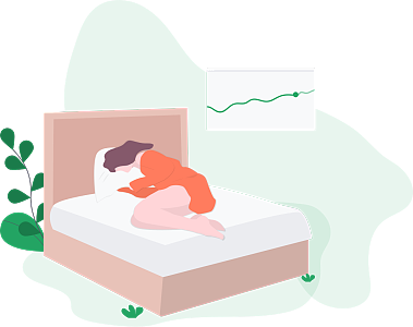 女子用睡眠监测仪分析记录睡眠质量