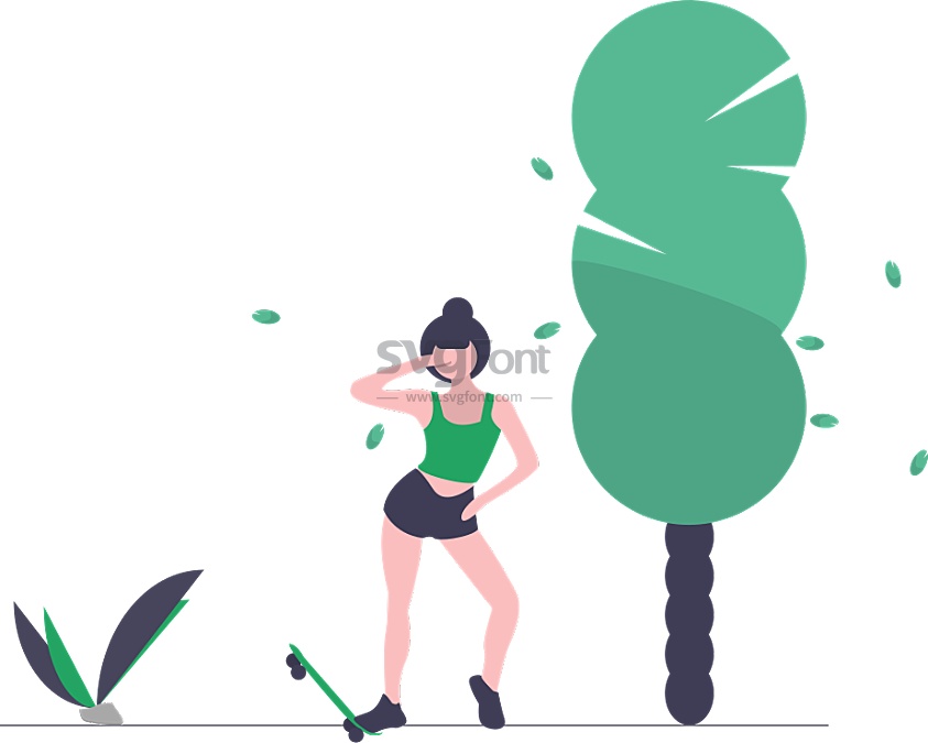 年轻女子穿着短裤背心玩滑板运动