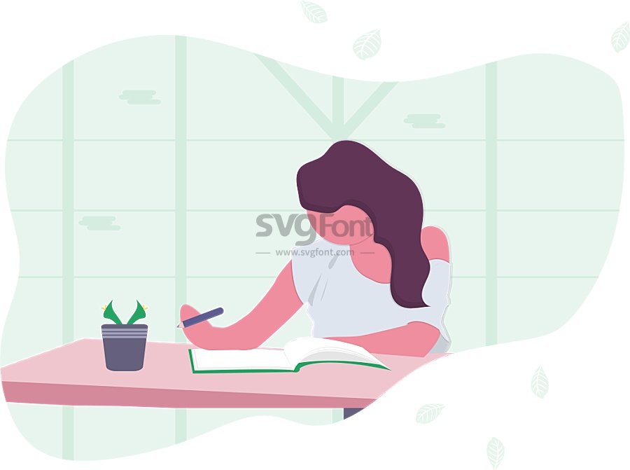 女研究生在宿舍认真地学习