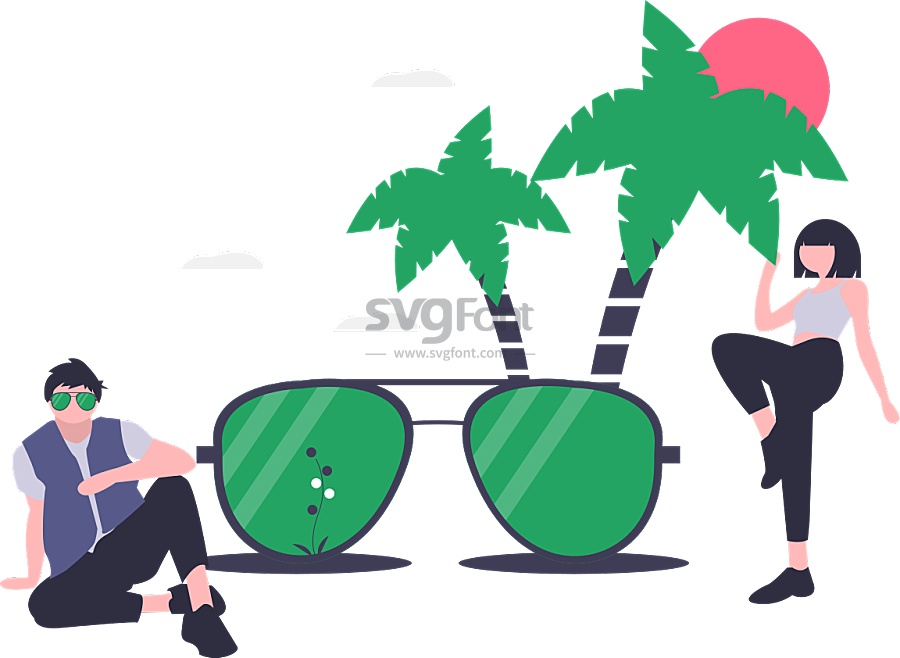 一对情侣悠闲地在小岛上度假