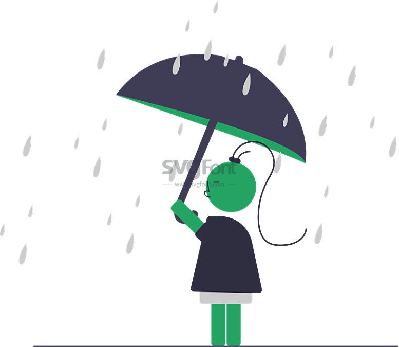 一位妈妈撑着雨伞在雨中等待放学的孩子