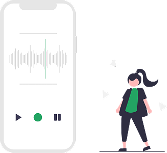 女子用手机的录音功能记录下孩子的声音