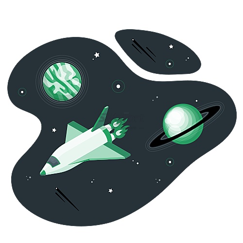 太空中宇宙飞船快速的穿梭在银河系星系中