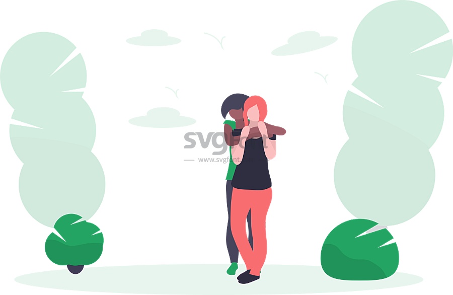 一女子亲密地搂着闺蜜在公园聊天