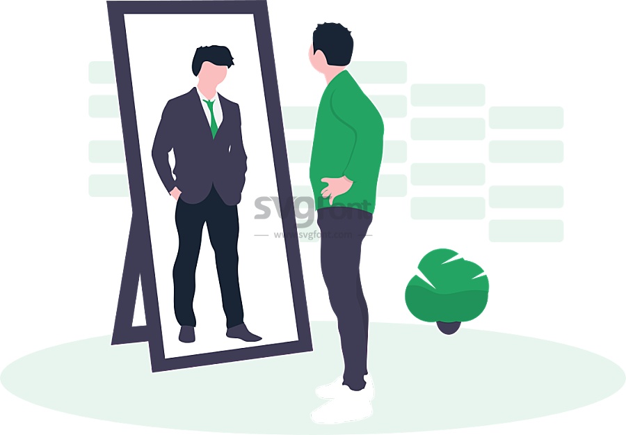 男子仿佛从镜子中看到自己未来的职业生涯发展趋势
