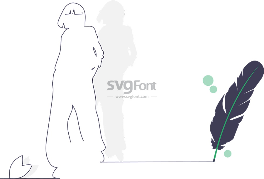 一幅用鸡毛笔描绘的人物简笔画