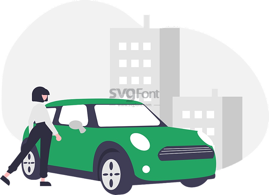 短发女子在路边叫了一辆计程车/出租车