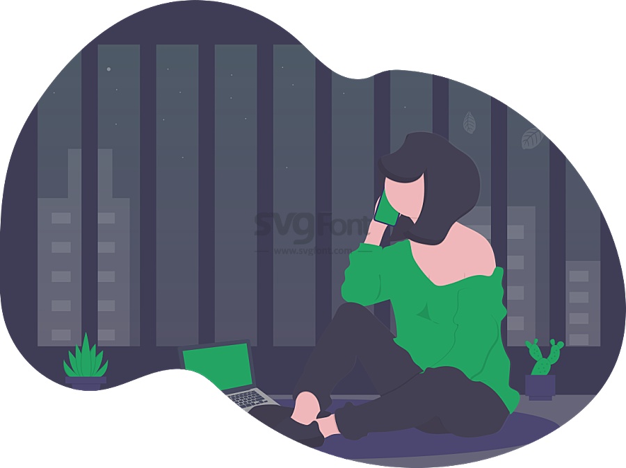 工作到深夜的女孩接到男朋友打来的电话