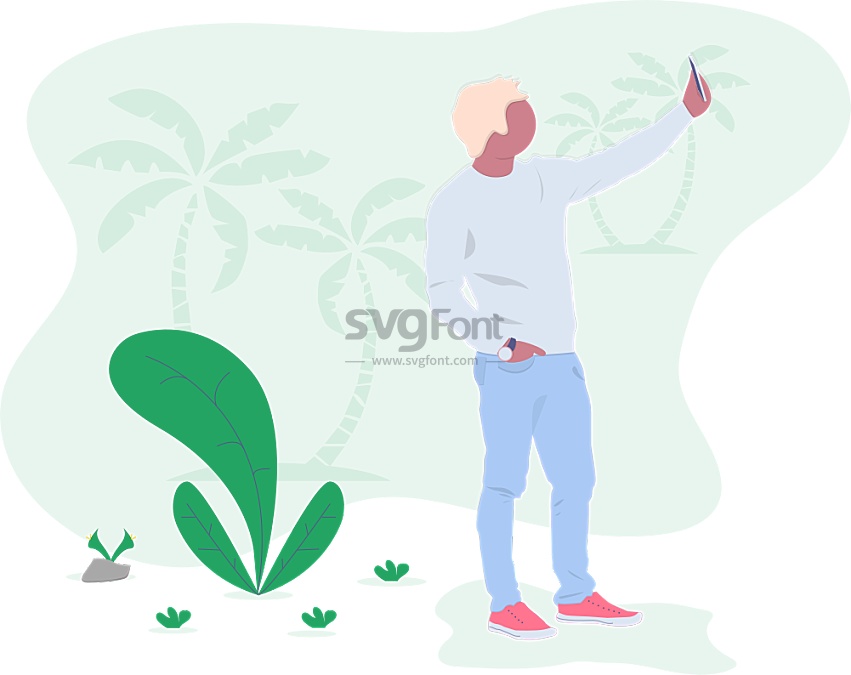 金发潮男手插裤袋举起手机拍下值得记住的时刻