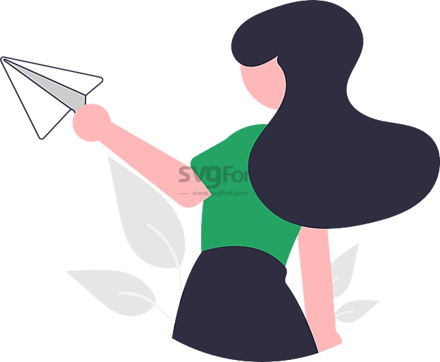 长发女子在享受纸飞机消息带来的乐趣