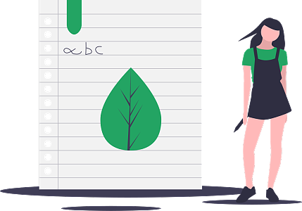 女学生在作业本上写英语作文