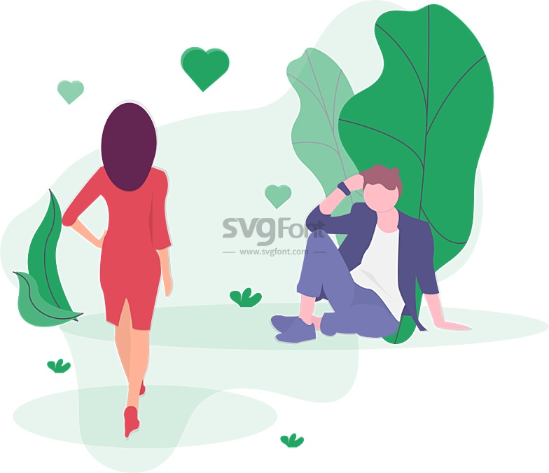 男子对在公园邂逅的一位红连衣裙女子一见钟情
