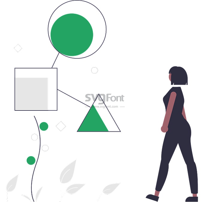 一位美术老师在构思如何使用三种形状组成多种图形组合画