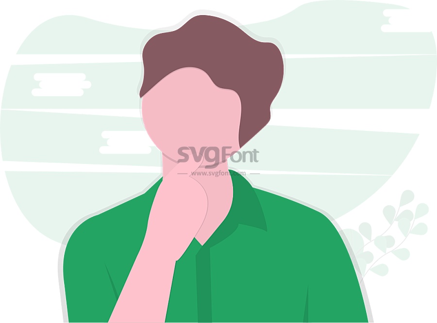 男子手指着下巴回想银行卡密码/男孩努力回想手机的开锁密码