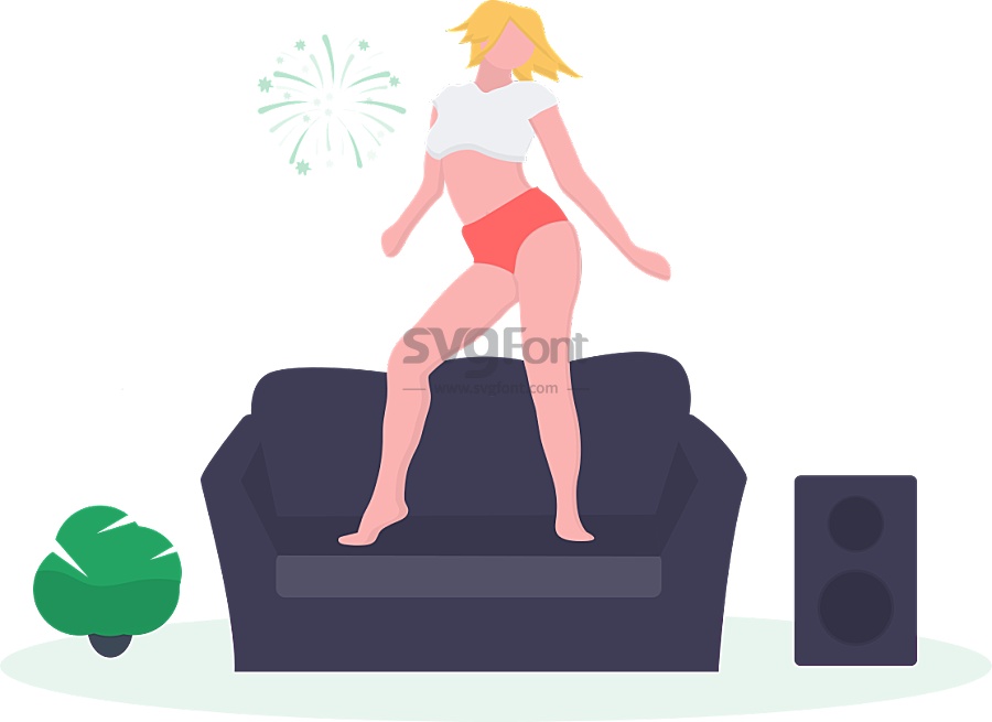 女子独自在家里狂欢庆祝节日的到来