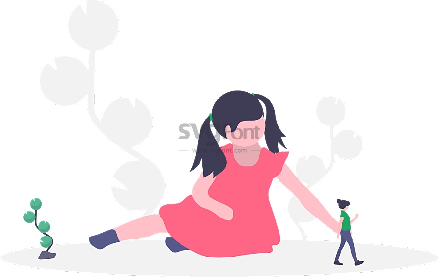 扎着双马尾辫的红衣小女孩跟一个小人玩偶做游戏