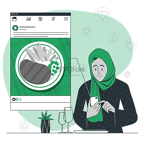 中东女孩在社交平台分享晚餐照片