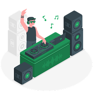 男DJ一边打碟一边跟着音乐自嗨