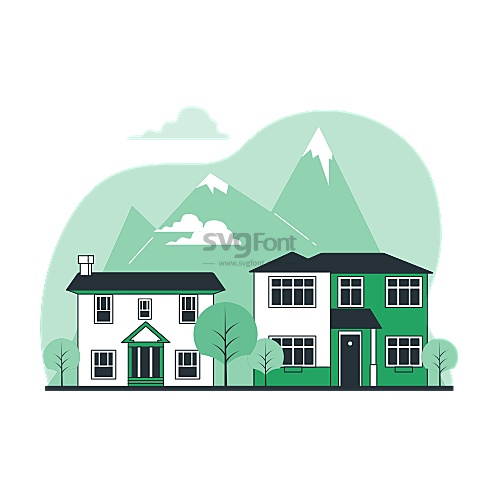 雪山下两座供游客住宿的房屋