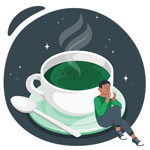 男子惬意地在享用自己冲调的香浓咖啡