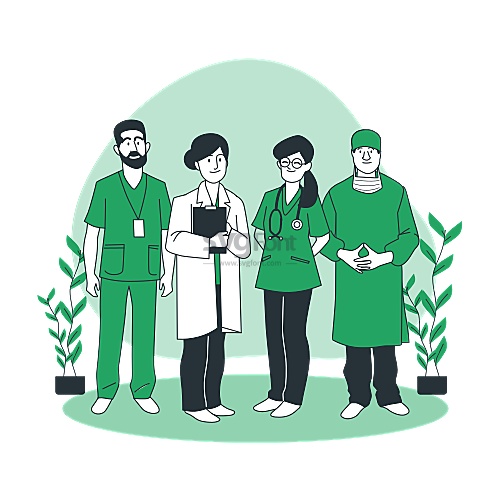 一个由4名医护人员组成的医疗团队