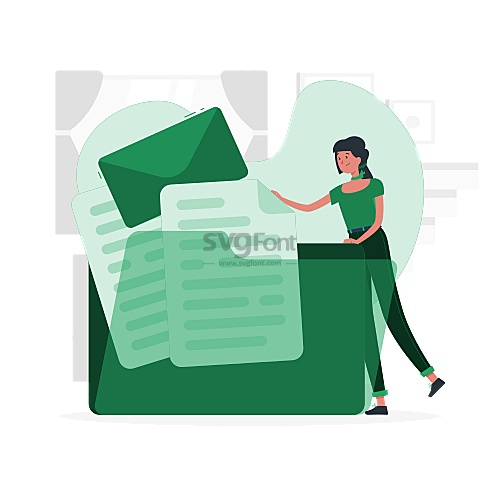 长发女子将电脑桌面散乱的文件整理好放进一个文件夹