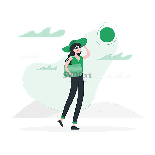 妙龄女孩高兴地带着斜挎包在大晴天出门游玩