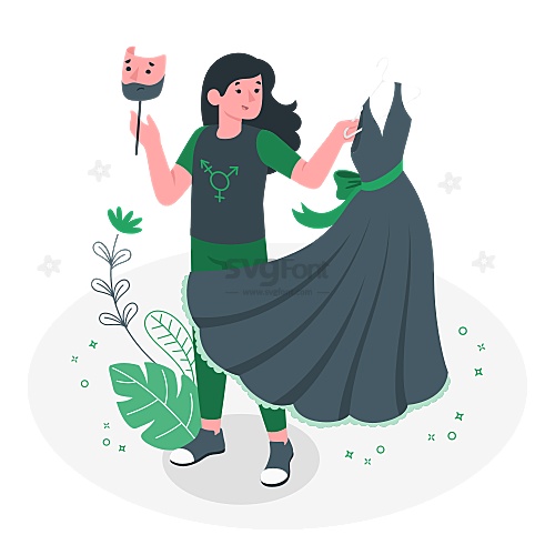 一名长发女子喜欢中性打扮的服装