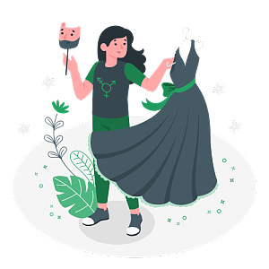 一名长发女子喜欢中性打扮的服装