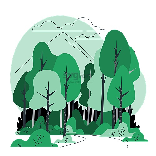 绿色的森林里到处都是生机勃勃的景象
