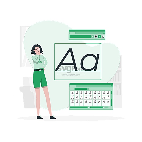 女子在查看选择不同字体的设计效果