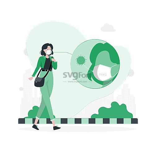 女子在街上行走时刻戴着FFP2口罩