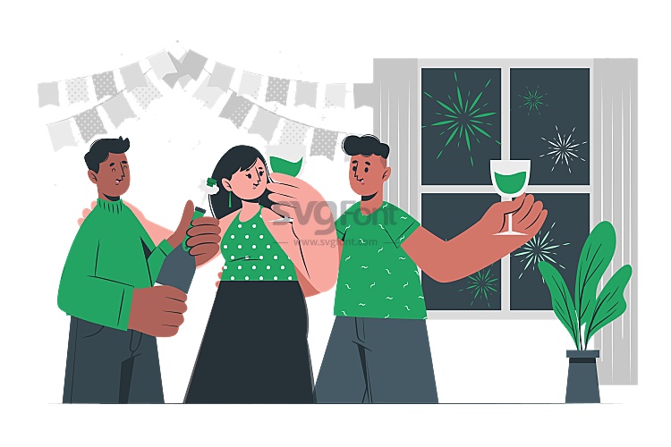 一群好友在家里举行派对庆祝节日的到来