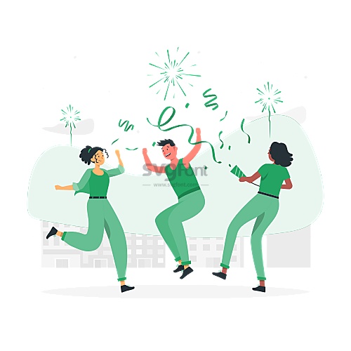 一群男女在节日里欢快地庆祝