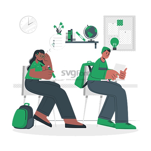 学生们在考试中专注并认真地作答