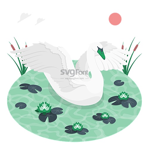 优雅的天鹅在池中展翅，吸引了大家的目光