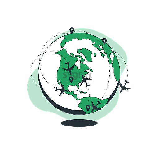 国际航空环绕地球有序地飞往各自目的地